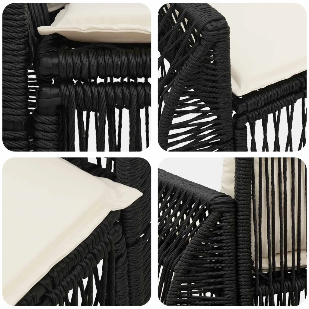 Divano da giardino 2-Numero di posti Nero polyrattan 42026701