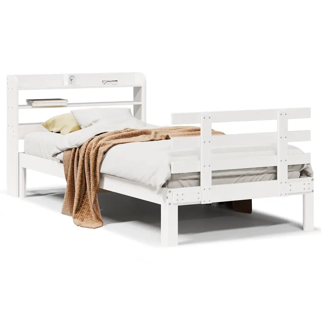 Giroletto con Testiera senza Materasso-Struttura Letto Bianco 100x200 cm 274315