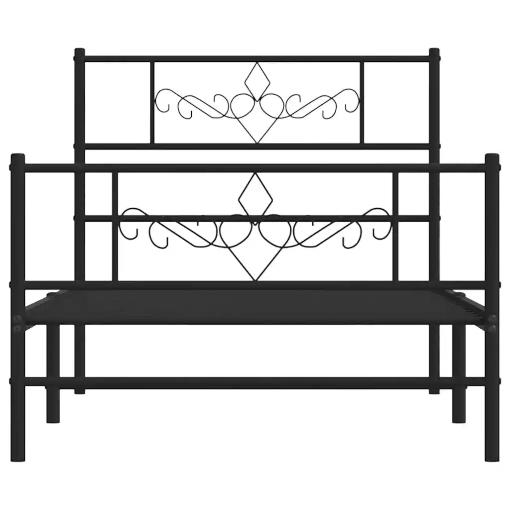 vidaXL Giroletto con Testiera e Pediera Metallo Nero 100x200 cm