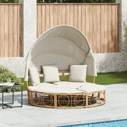 Lettino Prendisole Esterno Tetto e Cuscini in Polyrattan 4108235