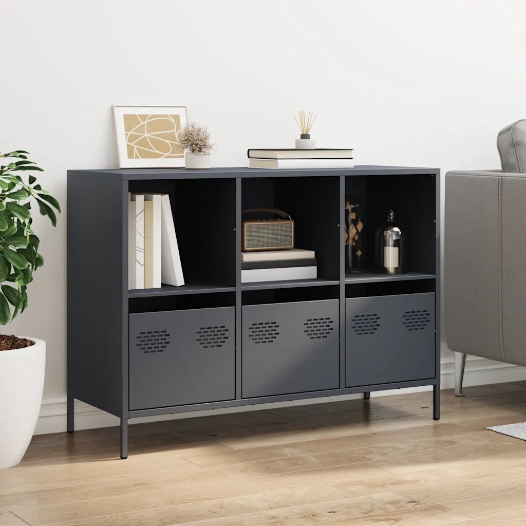 Credenza Antracite 101,5x39x73,5cm in Acciaio Laminato a Freddo 851366