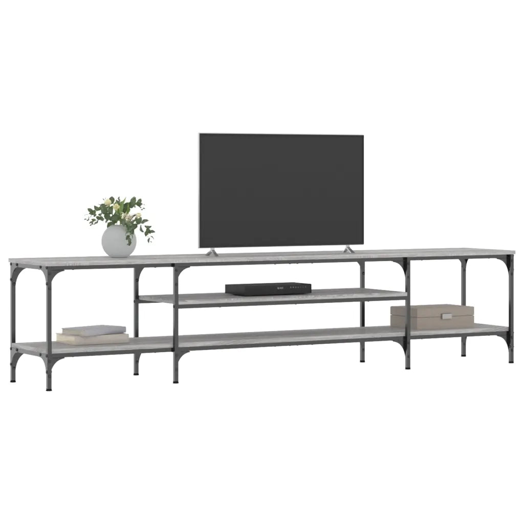 Mobile TV-Credenza TV-Console TV Grigio Sonoma 201x35x45 cm Legno Multistrato e Ferro