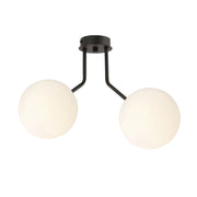 Lampada a sospensione Nova in acciaio nero con diffusori in vetro opalino