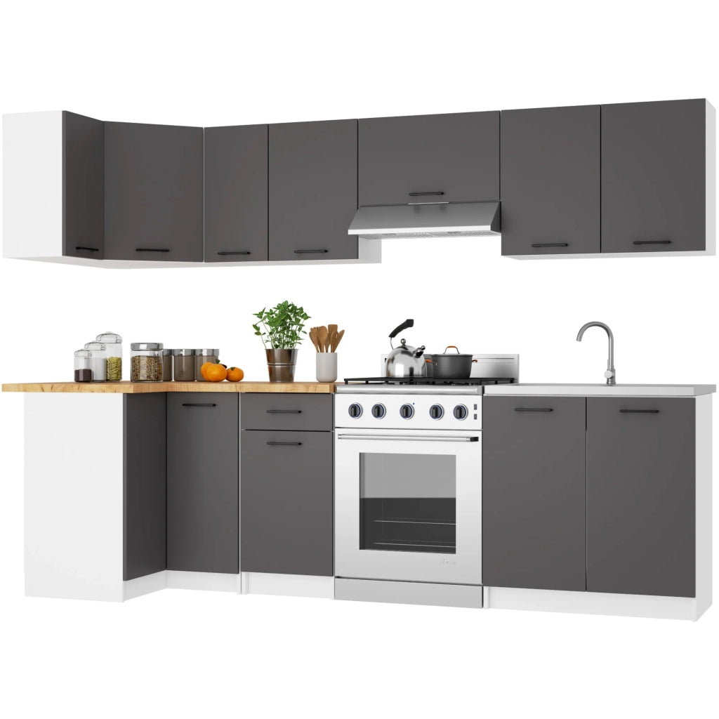 Mobile da cucina pensile ad angolo sistema AKORD OLIWIA Bianco 60 cm 1 anta inserto frontale Grigio Grafite 60x30x58 cm