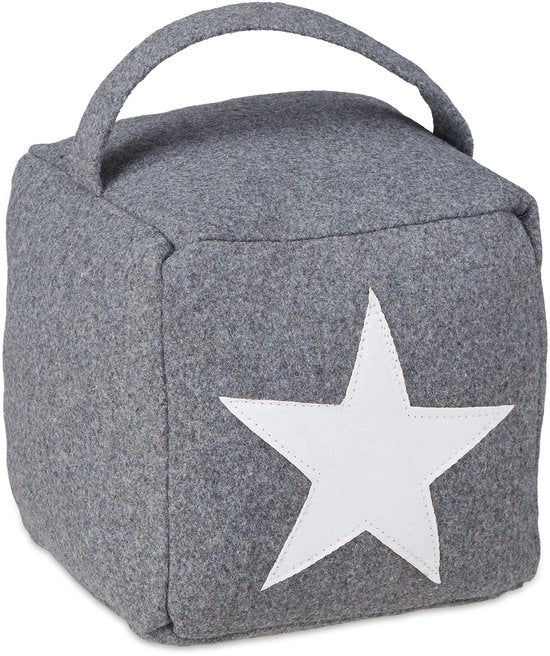 Stopper per porte - con maniglia - tessuto - 20 x 15 x 15 cm - grigio