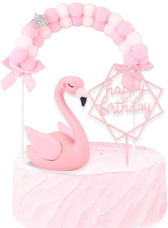Decorazione per torta in acrilico - 3 pezzi - Flamingo - Verjaardag - Matrimonio - Sicuro e duraturo