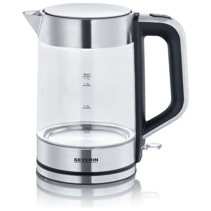 Severin WK 3420 bollitore elettrico 1,7 L 2200 W Nero, Acciaio inossidabile, Trasparente