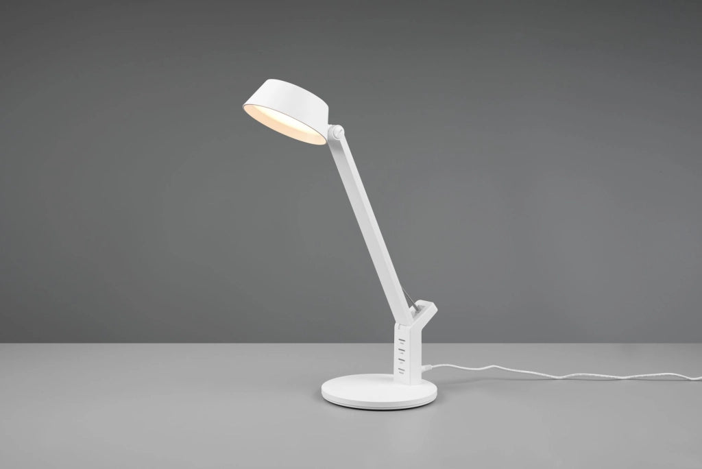 AVA LAMPADA DA STUDIO LED 5,2W 600lm, 3000+4000+6500K BIANCA CON 4 PRESE USB E TOUCH DIMMER H. 40,4CM