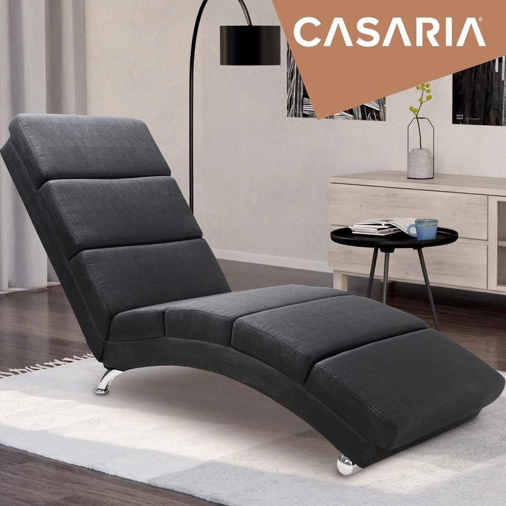 ® Poltrona Chaise Longue 186x89x55 cm Lettino Sdraio Ergonomico in Tessuto Imbottito Portata 180 kg Soggiorno Ufficio Interno Reclinabile Lettura