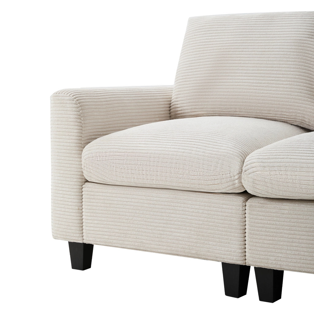 Divano Angolare con Chaise Longue ¨C MINIMAL ¨C Velluto/Cord, USB, Cuscini, Contenitore