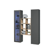 Madia Gastone, Credenza 8 Ripiani Made in Italy, 30x40x180h cm Nero Antracite