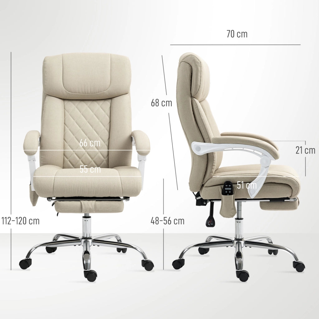 Poltrona Massaggiante Reclinabile Elettrica con Poggiapiedi ¨C Minimal ¨C Beige 66x70x112-120 cm