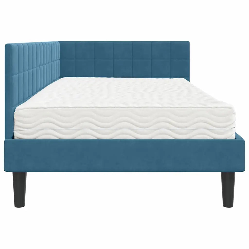 Struttura Letto Angolare con Materasso 2 pz-Giroletto con materasso Blu Velluto 566605