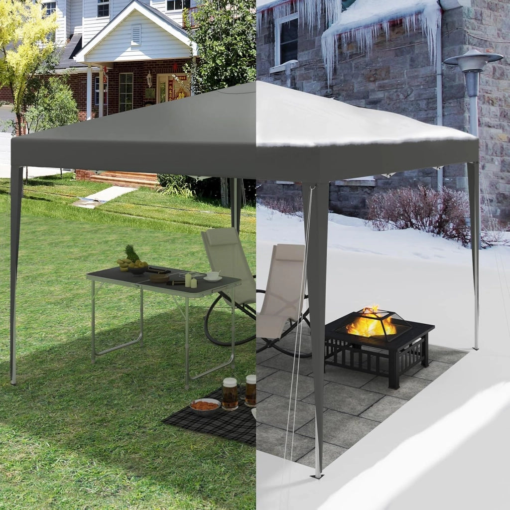 Gazebo da Giardino Richiudibile 3x3m Gazebo da Esterno in Ferro Regolabile in Altezza Tendone Pieghevole, Protezione Solare, Facile da Montare Grigio