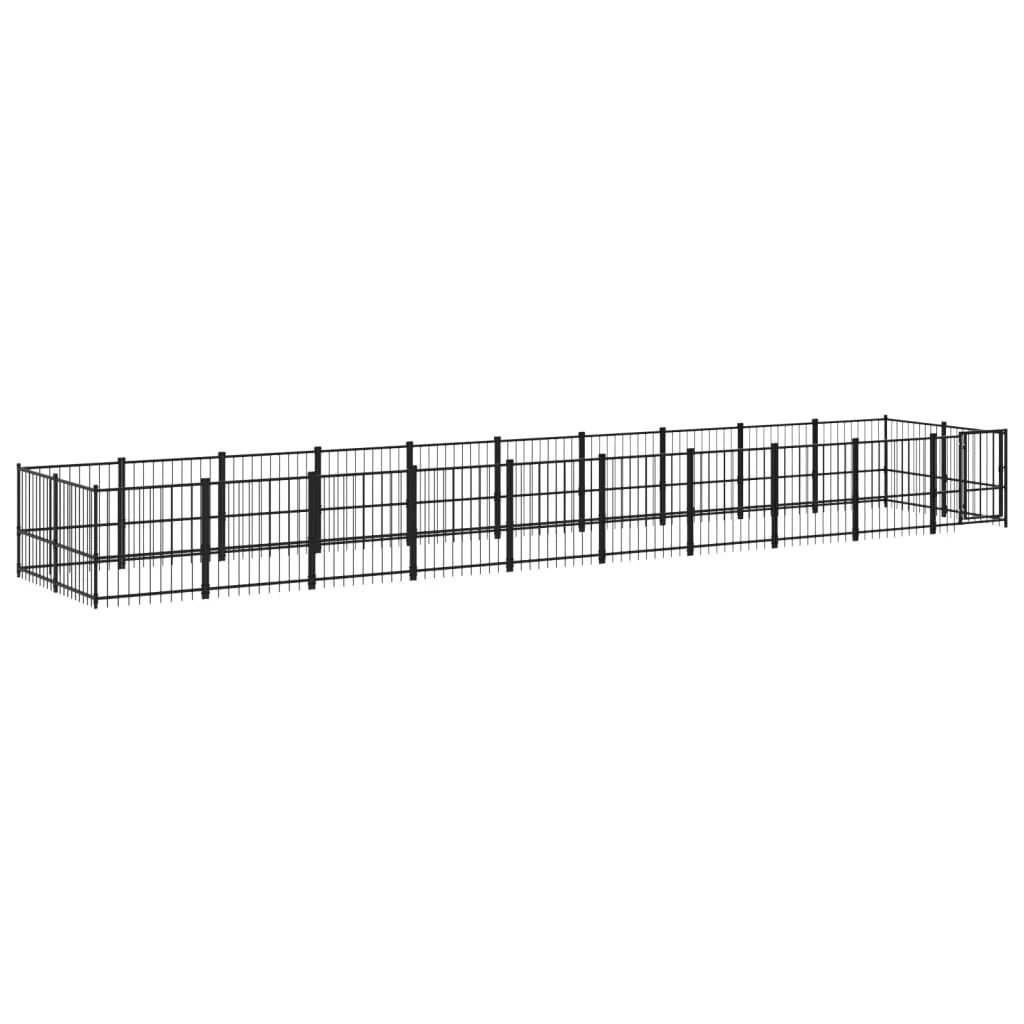 Cuccia gabbia per animali da esterno pac per cani in acciaio 18,77 m² nero 02_0041809