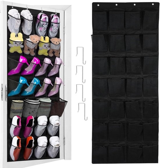 Rack di scarpe 28 cassette - Pieghevole - Appeso - Ganci metallici - Leggero - Tessuto di rete ultra-respirabile - Rack di stoccaggio