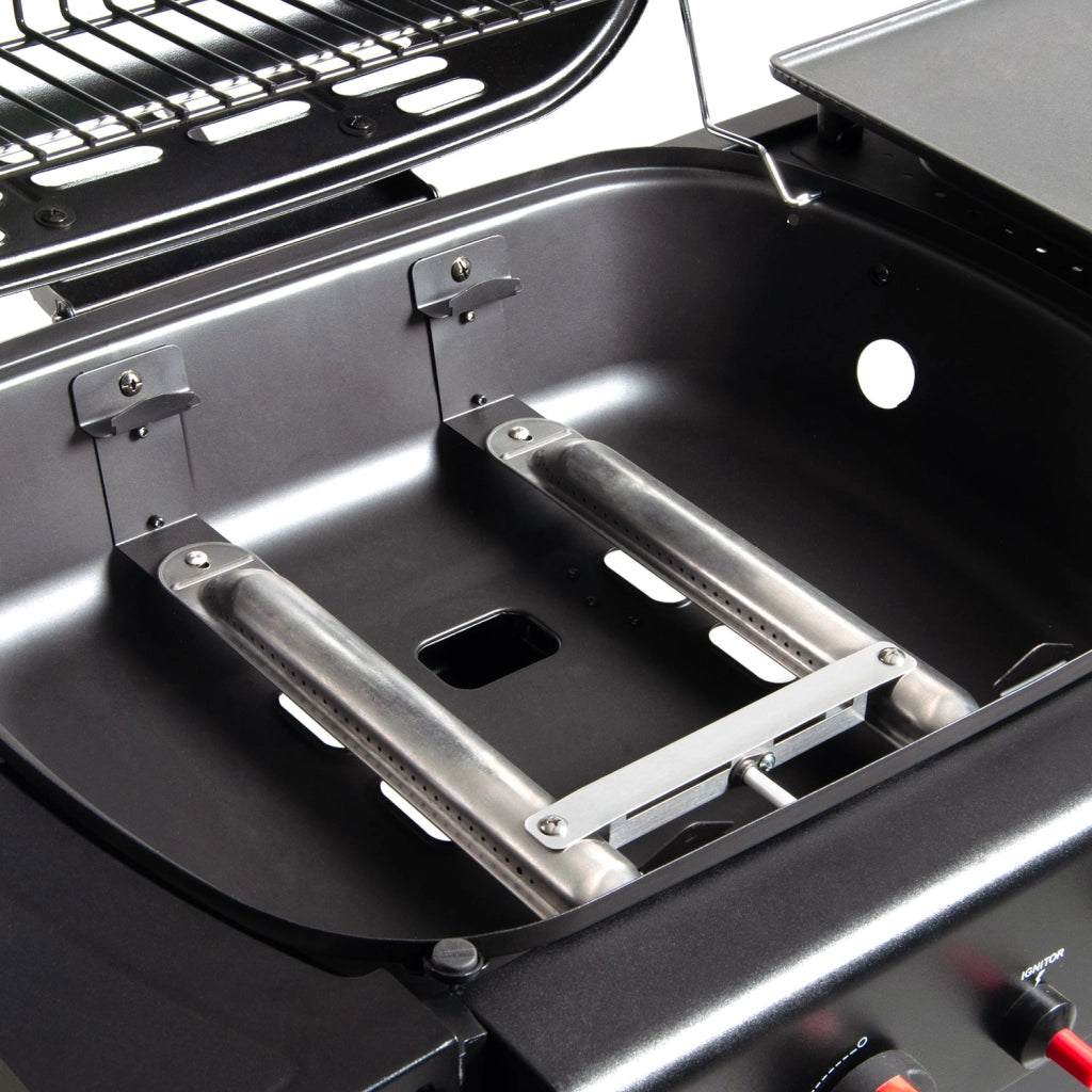 Barbecue a Gas Cheffo a 3 Fuochi Accensione Piezoelettrica 130,5x50,5x93 cm Potenza 8,5 kW in Acciaio Nero