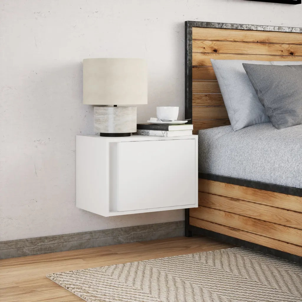 Comodino a Parete con Luci LED Bianco
