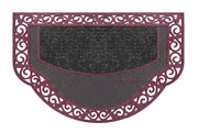 Zerbino Ingresso Semiluna Elegante Welcome Antiscivolo Gomma Robusta Tappeto Assorbente Bordeaux