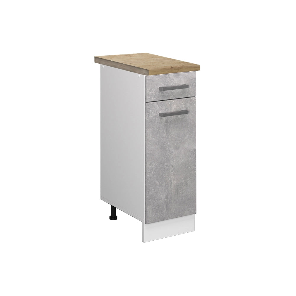 Mobiletto base per cucina R-Line Calcestruzzo/Bianco 30 cm, PL Rovere Vicco