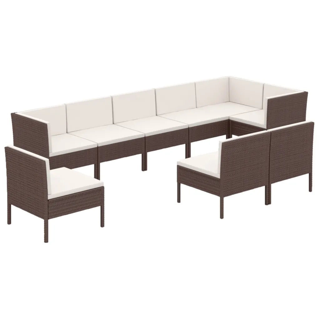 Set Divani da Giardino 9 pz con Cuscini in Polyrattan Marrone cod mxl 38342