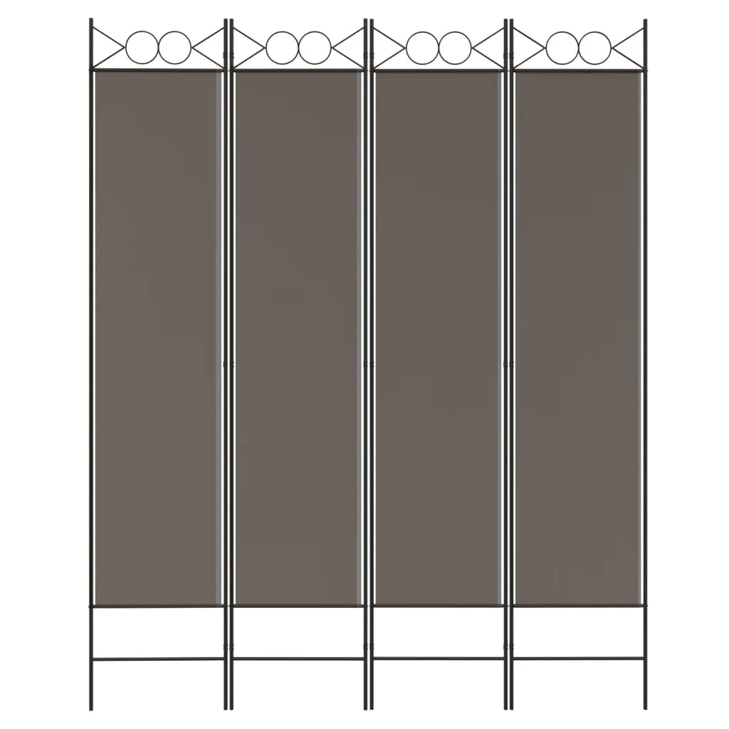 Divisorio Ambienti | Divider per stanze | Paravento a 4 Pannelli Antracite 160x220 cm Tessuto