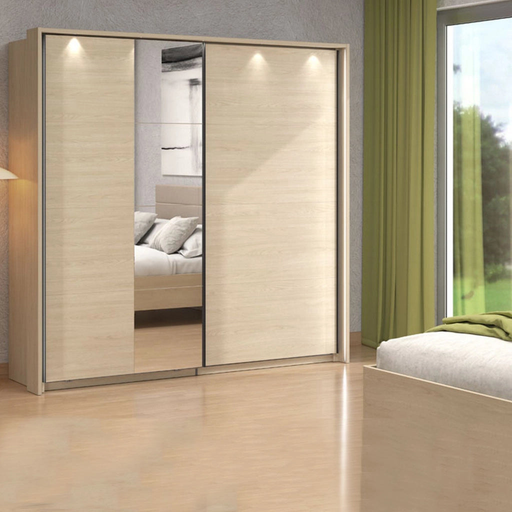 Armadio Camera da Letto Palestro, Guardaroba Grande Appendiabiti, 220x217.5h cm Marrone Rovere