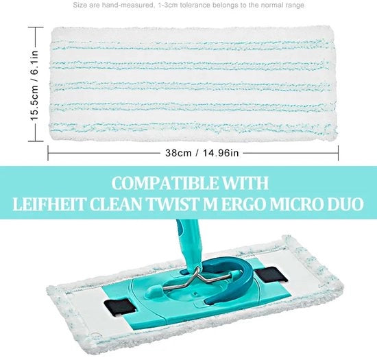Quattro sostituzioni testine microfibra Adatti per LEIFHEIT CLEAN TWIST M ERGO MICRO DUO, sostituzioni testine microfibra per la scopa a rulli, e accessori per la testa della scopa bagnata e secca.