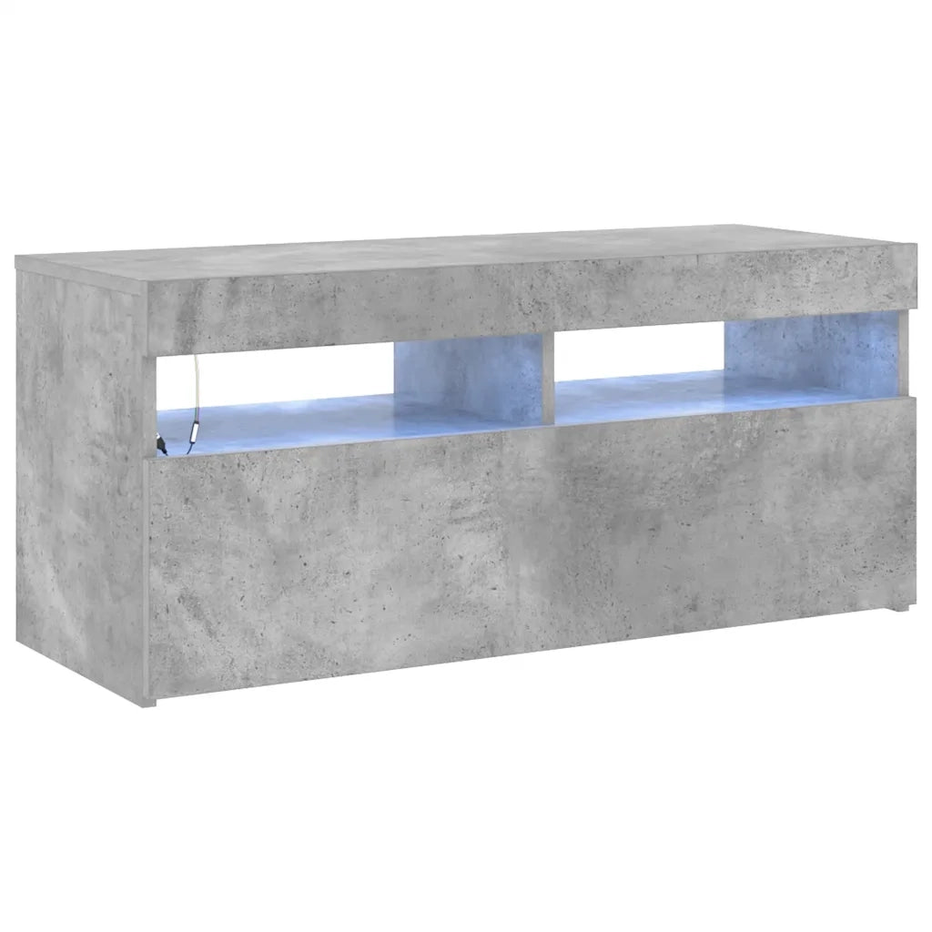Mobile Porta TV con Luci LED Grigio Cemento 90x35x40 cm 804386