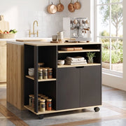 Carrello da cucina mobile nero con ripiani regolabili