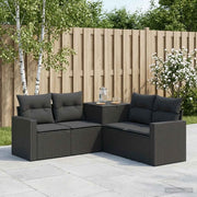 Set di divani 5 pz Nero Rattan sintetico e Acciaio 3447851