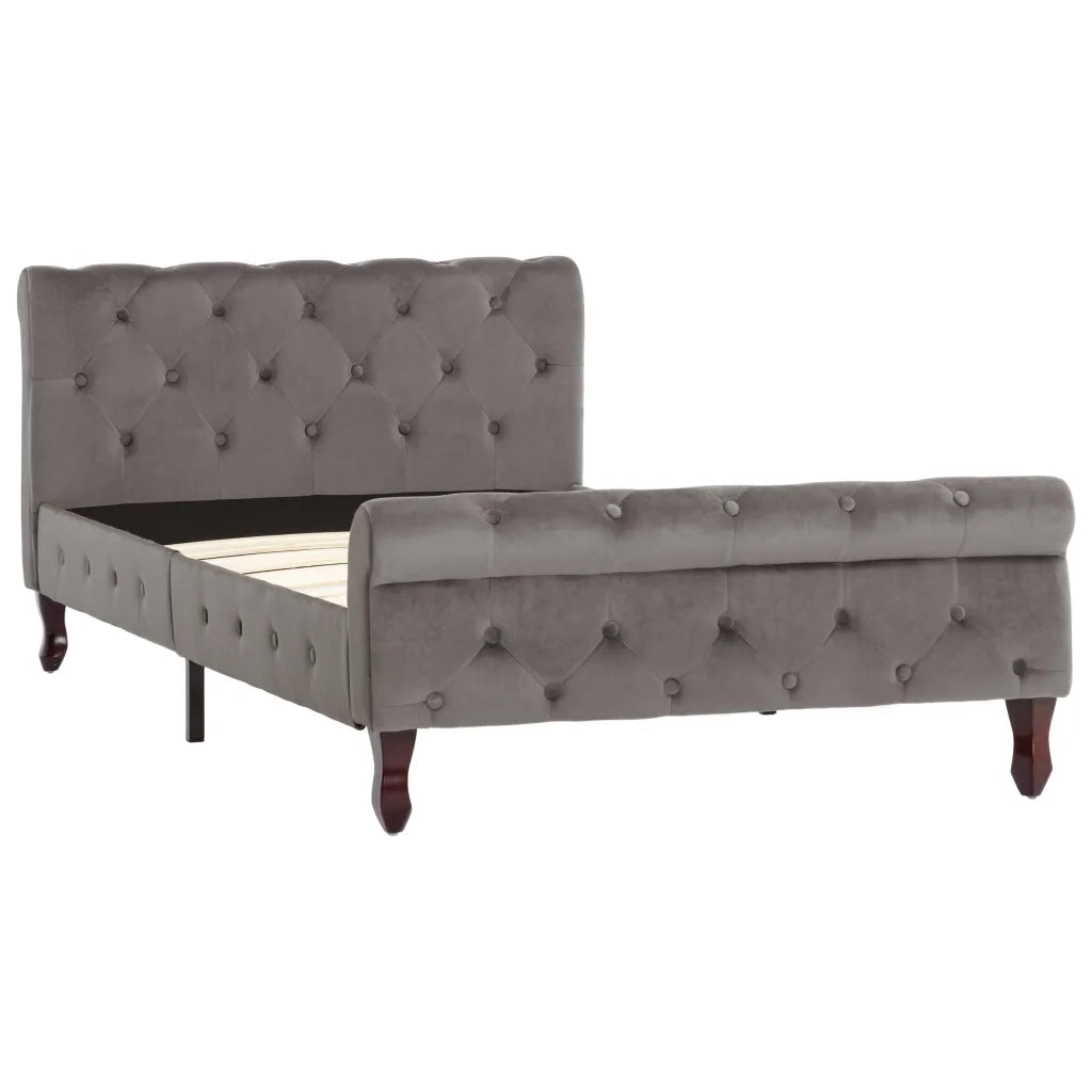 Letto singolo | Letto per adulti | Giroletto Grigio in Velluto 100x200 cm