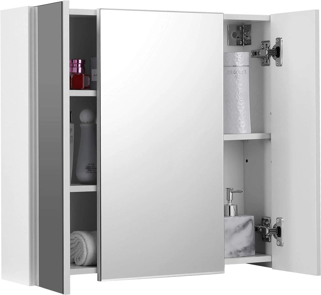 Mobile bagno sospeso Valora con tre ante a specchio | MDF bianco