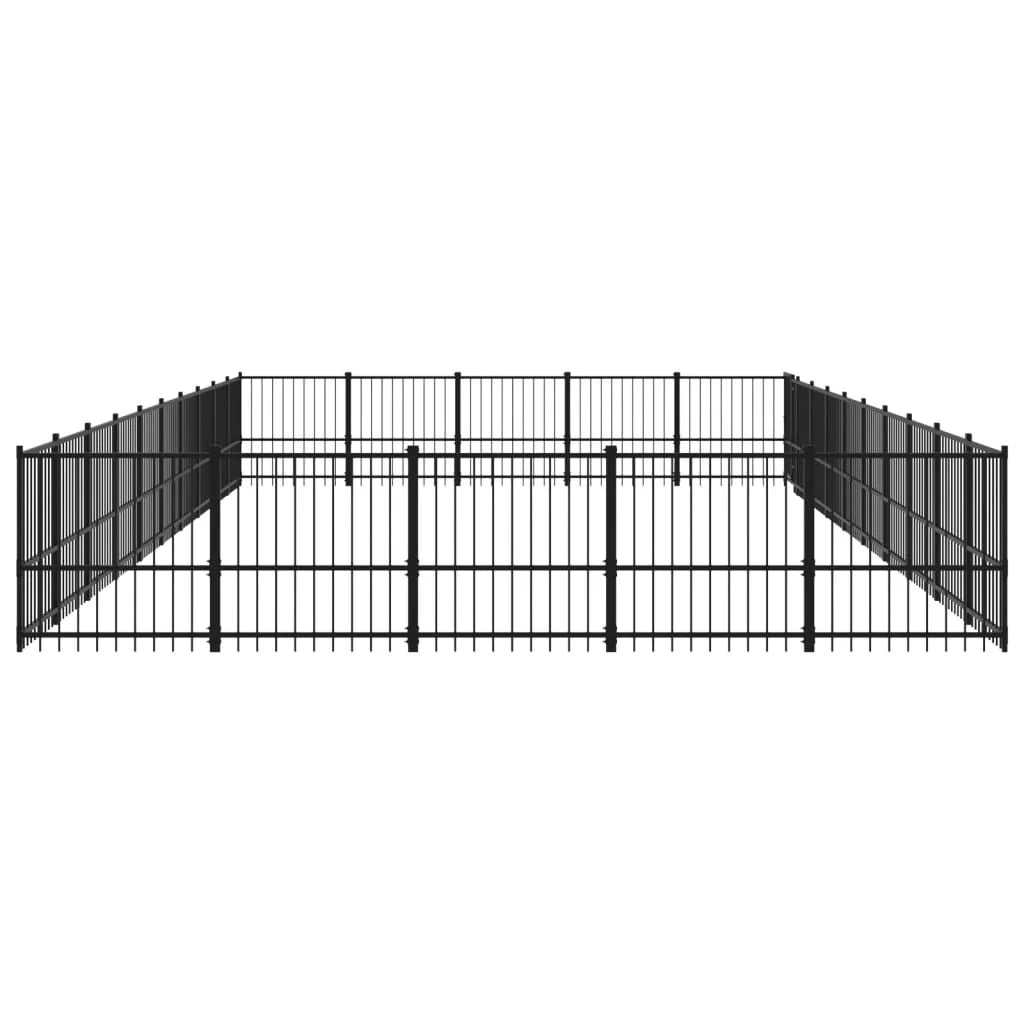 Gabbia per cuccia recinto per animali da esterno per cani in acciaio 47,05 m² nero 02_0041854