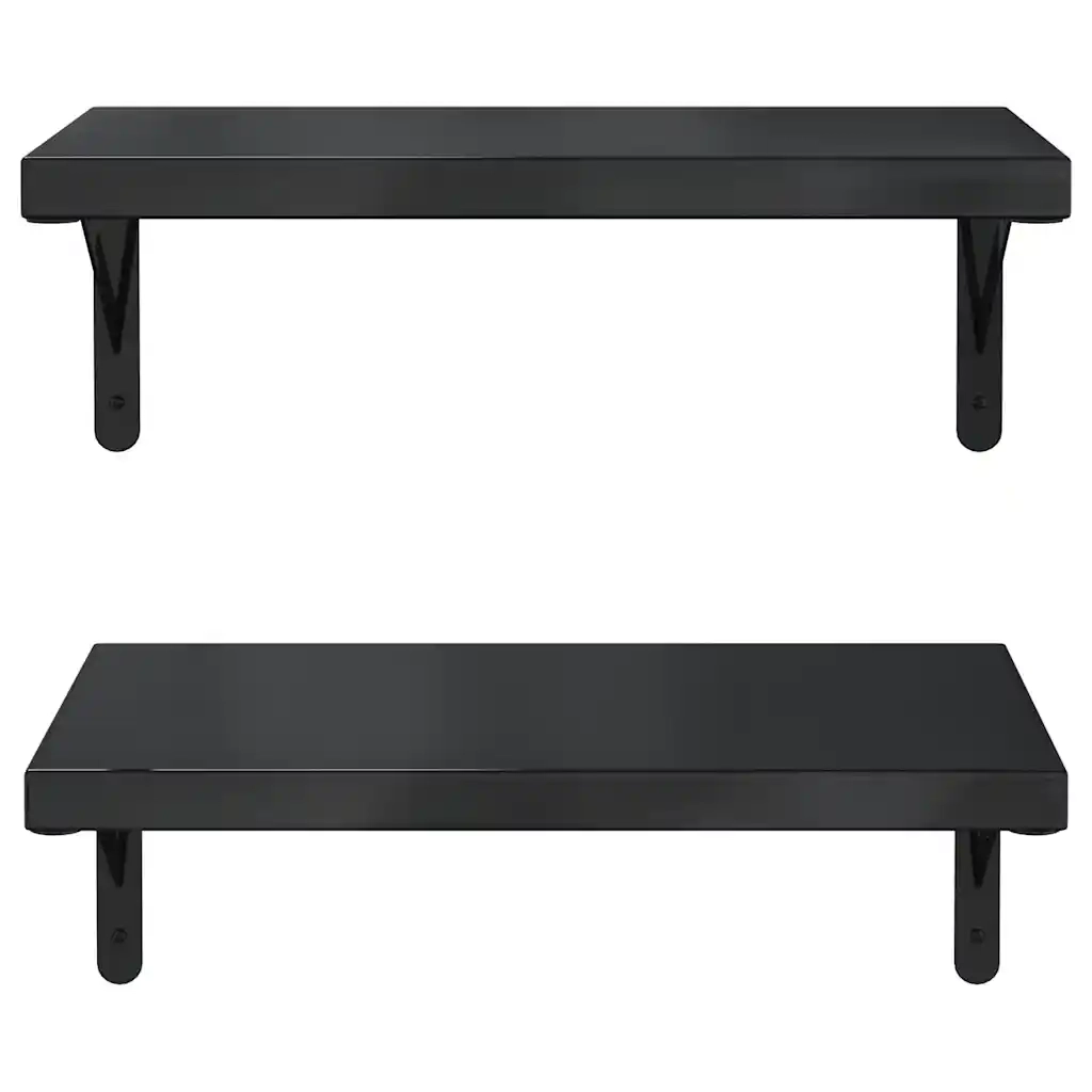 Mensole a Muro 2 pz 50x30 cm Nero in Acciaio Inossidabile
