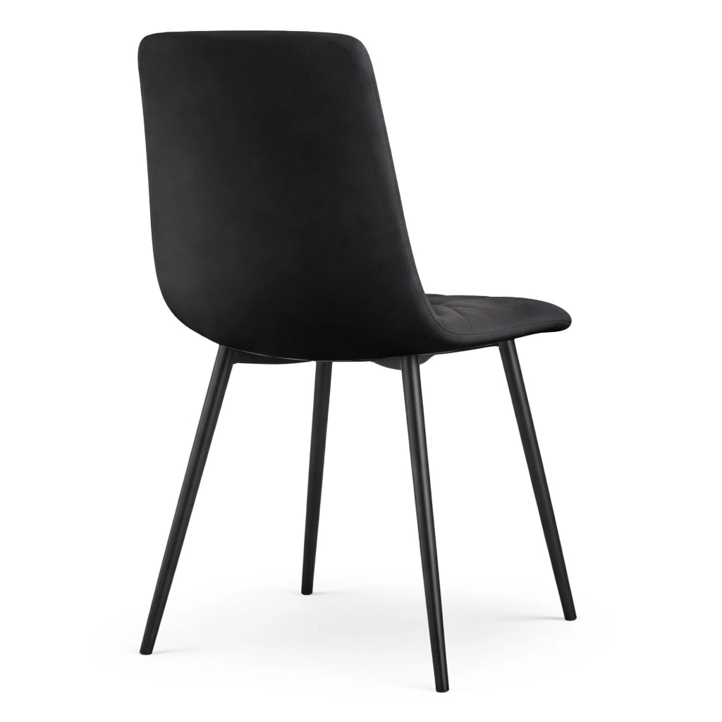 Set di 8 Sedie in velluto trapuntate MILO Nero gambe nere