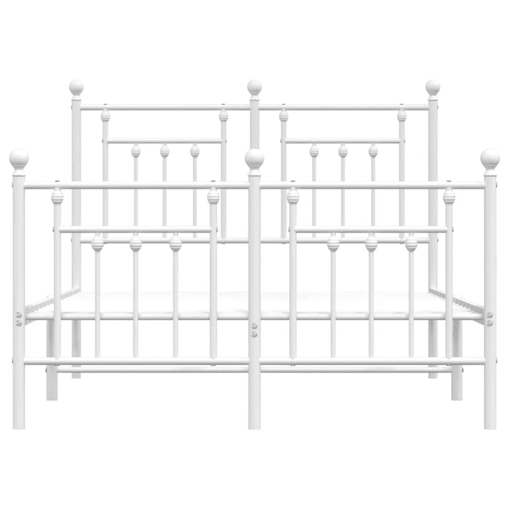 Giroletto con Testiera e Pediera-Struttura Letto Metallo Bianco 120x190 cm 850859