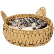 Letto per gatti in rattan con cuscino ¨C zephmum ¨C 50x50x25 cm marrone chiaro