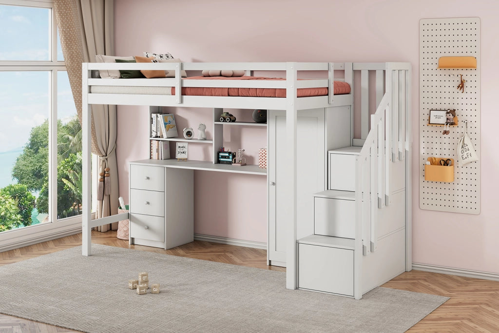 letto a castello in legno massello bianco 94 x 204 cm