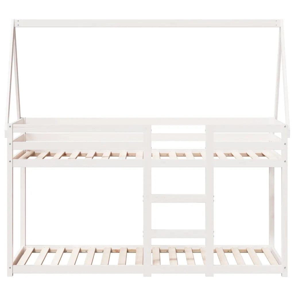 Letto a Castello con Tetto Bianco 90x200 cm in Legno di Pino 3282080
