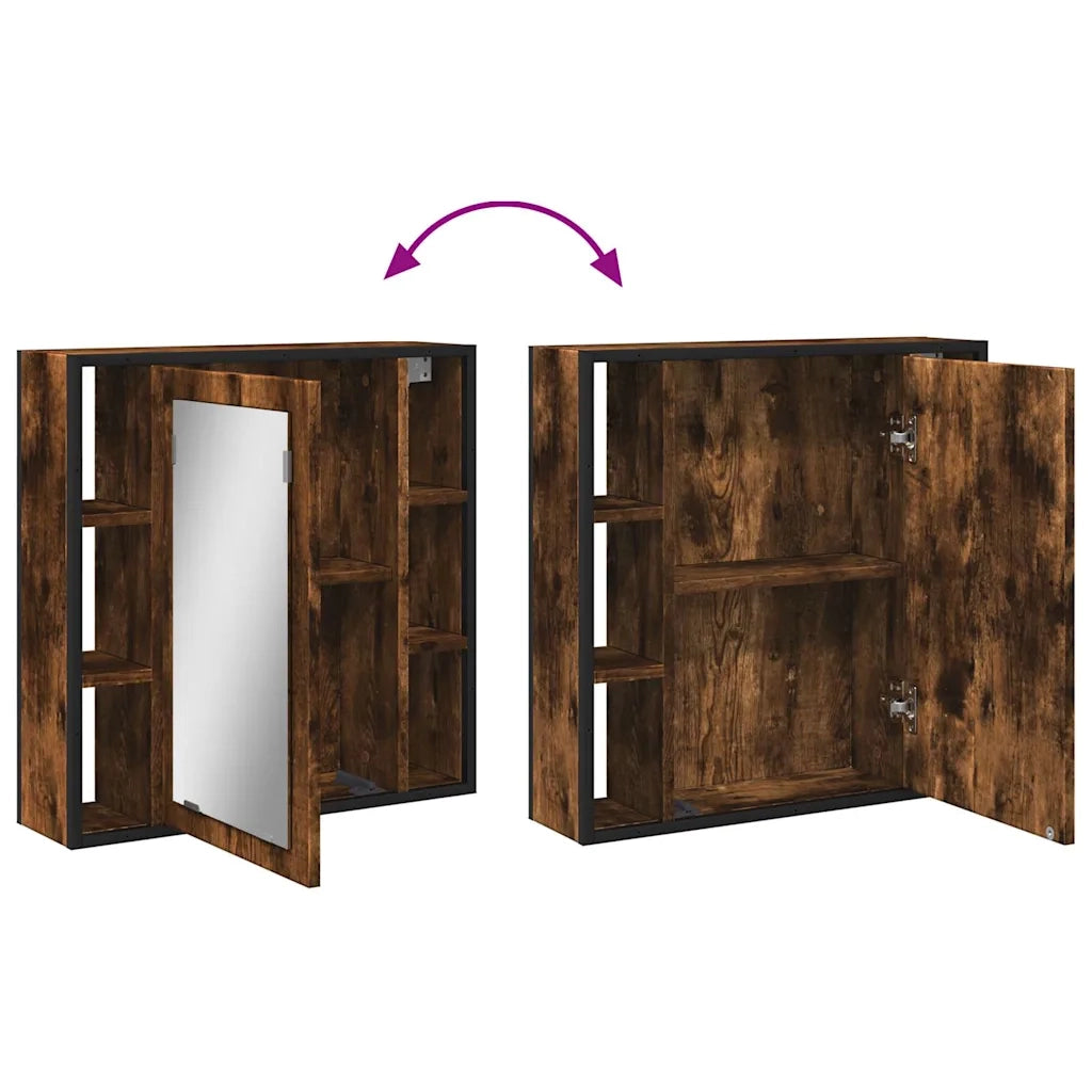 Mobile Bagno | Armadio da bagno Specchio Rovere Fumo 60x16x60 cm Legno Multistrato
