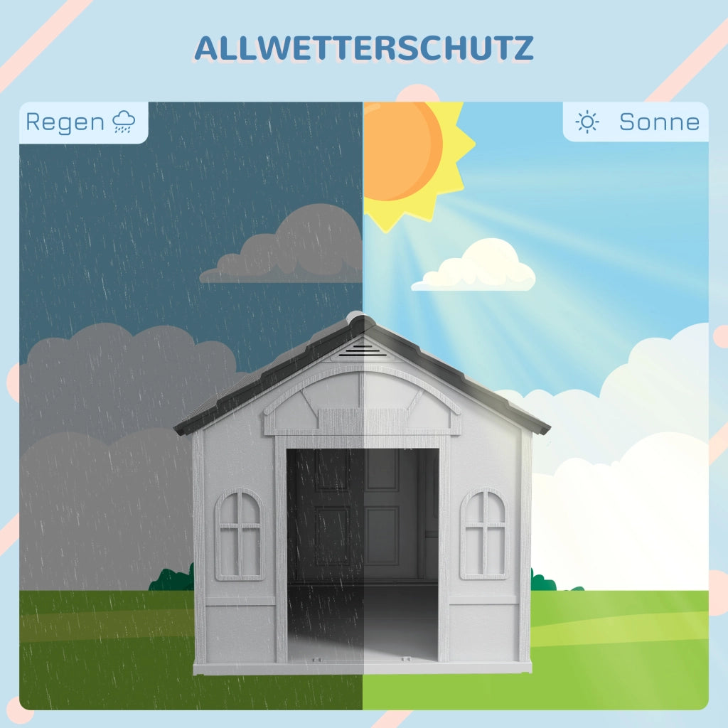 Cuccia per cani con tetto a capanna ¨C zephmum ¨C 65x75.7x63 cm, grigio