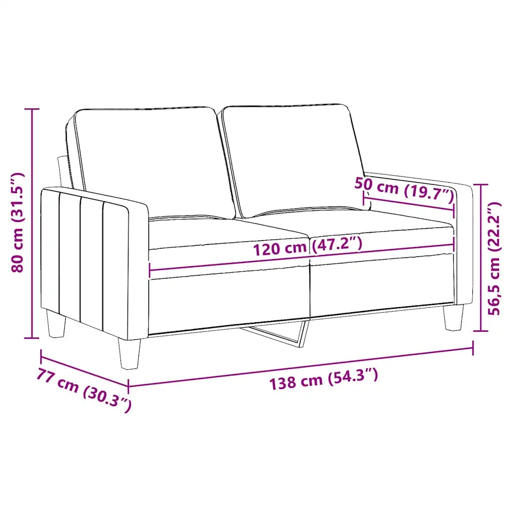 Divano a 2 Posti Marrone 120 cm in Tessuto 359158