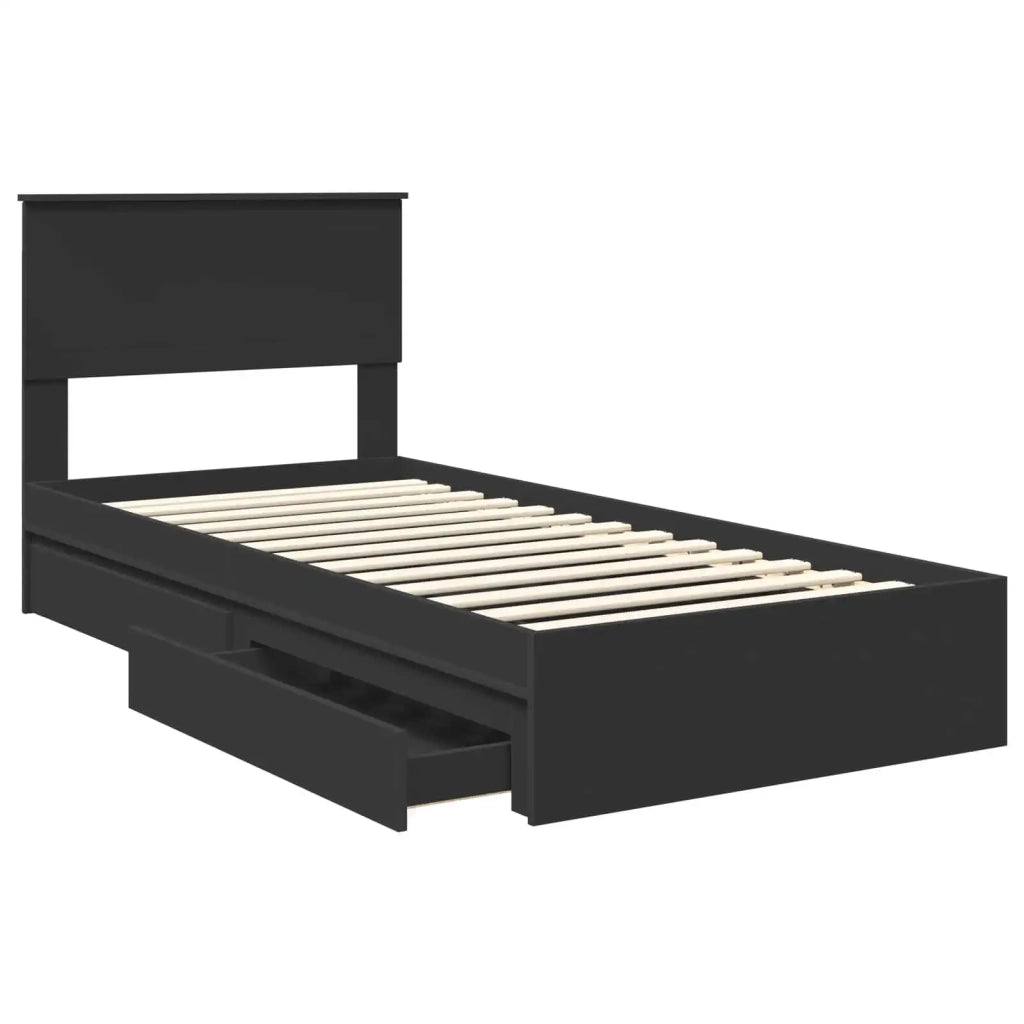 Letto con Contenitore Nero 90 x 190 cm Legno multistrato 3410841