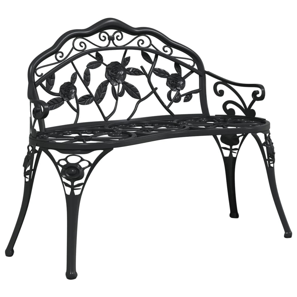 Panca da giardino mobili da esterno terrazza 100 x 54 x 80 cm alluminio pressofuso nero 02_0011142