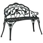 Panca da giardino mobili da esterno terrazza 100 x 54 x 80 cm alluminio pressofuso nero 02_0011142
