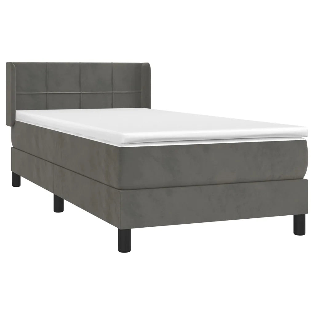 Giroletto a Molle con Materasso-Struttura Letto Grigio Scuro 90x200 cm Velluto 542602