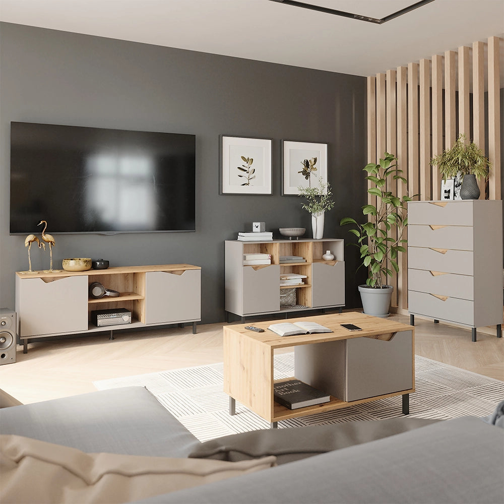 Vicco Credenza Greige/rovere artigianale 120 x 81.3 cm con 2 porte