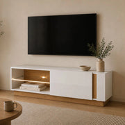 Kagale, Mobile Porta tv 2 Ripiani, 138x40x46h cm Marrone Rovere Nodi