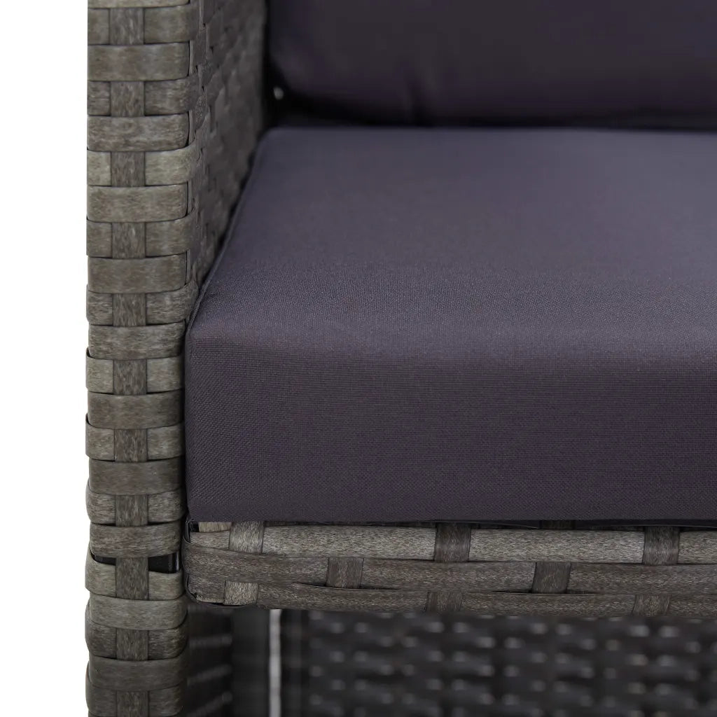 Set da Pranzo da Giardino 5 pz Polyrattan e Acacia Antracite cod mxl 55951